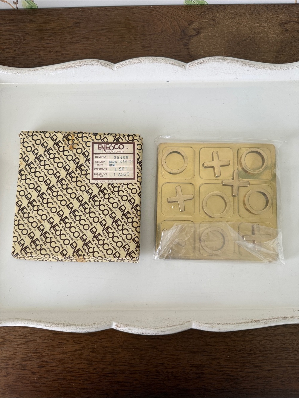 Mid Century Brass Enesco Tic-Tac-Toe Set - NEW